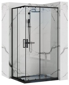 Rea Punto Black Mat, sprchový kút s posuvnými dverami 80(dvere) x 100(dvere) x 190 cm, 5mm číre sklo, čierny profil, REA-K4806