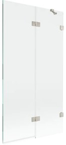 Mexen Lunar, 2-krídlová vaňová zástena pravá 100 x 150 cm, číre sklo, brúsená oceľ, 897-100-100-97-00-P