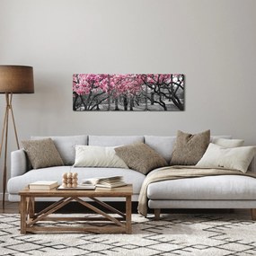 Obraz stromov Magnólie (s hodinami) (90x30 cm)
