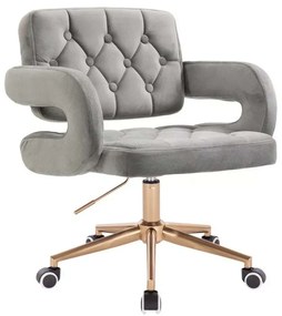 LuxuryForm DESIGN Kreslo ADRIA VELUR na zlatej podstave s kolieskami - šedé