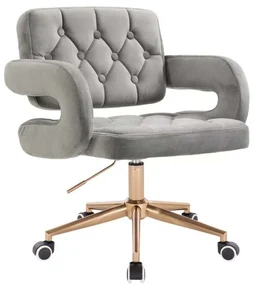 LuxuryForm DESIGN Kreslo ADRIA VELUR na zlatej podstave s kolieskami - šedé