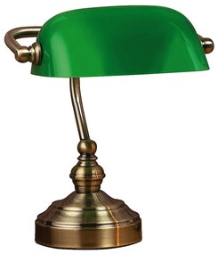 Stolová lampa v zelenej a mosadznej farbe Markslöjd Bankers, výška 25 cm