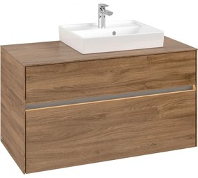 VILLEROY &amp; BOCH Collaro závesná skrinka pod umývadlo na dosku (umývadlo vpravo), 2 zásuvky, s LED osvetlením, 1000 x 500 x 548 mm, Oak Kansas, C015B0RH