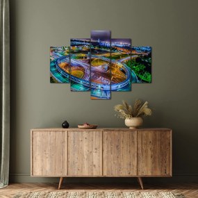 Obraz - panoráma nočného mesta (150x105 cm)