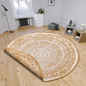 Okrovožlto-biely okrúhly vonkajší koberec ø 140 cm Siruma – NORTHRUGS