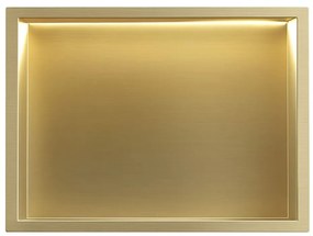 Rea Rea, LED polička na zapustenie 45x30x10 cm, 12W, 3000K, zlatá matná, REA-08545