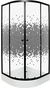 Novoterm Štvrťkruhový sprchový kút NV-Pixel 90x90 čierna/potlač - bez vaničky
