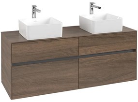 VILLEROY &amp; BOCH Collaro závesná skrinka pod dve umývadlá na dosku, 4 zásuvky, 1400 x 500 x 548 mm, Arizona Oak, C04800VH