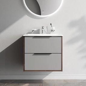 Skrinka s umývadlom 60 AM.PM Flash MNAFHX0602GM závesná, 2 zásuvky, matný grafitový