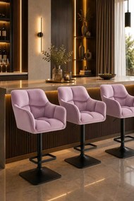 LuxuryForm DESIGN Barová stolička AMALFI VELUR na čiernej hranatej podstave - levanduľa