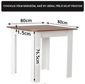 MIADOMODO jedálenský stôl pre 4 osoby,orech,80 x 80 x 76,5cm