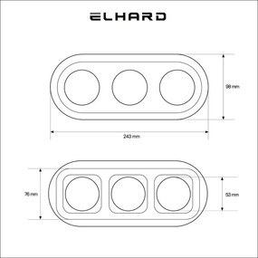 Elhard Veľký okrúhly keramický trojitý rámček, biely KV3003W