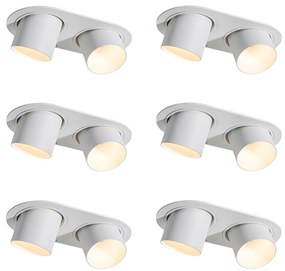 Sada 6 bielych 2-svetelných zapustených bodových svietidiel GU10 50 mm - Installa
