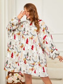 Baránková mikinová deka s rukávmi a kapucňou YULE HUG svetlosivá