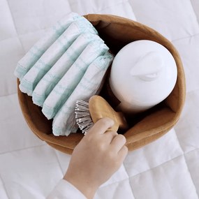 Ľanový prešívaný košík karamelový o 20 cm