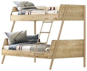 Poschodová posteľ s rozšíreným spodným lôžkom Cody - dub svetlý/béžová