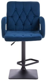 LuxuryForm DESIGN Barová stolička BOSTON VELUR na čiernej hranatej podstave - modrá