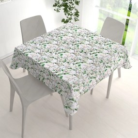 Biante Teflónový štvorcový obrus TF-117 Kvety magnólie na bielom 80x80 cm