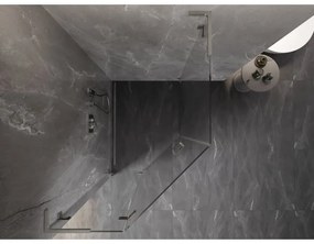 Mexen Lunar, L päťuholníkový sprchový kút naklápací doľava 80 x 90 cm, 8mm číre sklo, oceľový profil, 831L-080L-090P-97-00-L