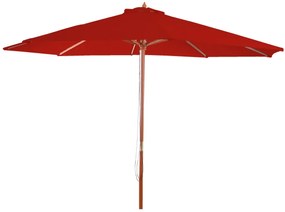 Slnečník Florida Ø 3m - polyester/drevo - červená