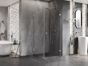 Mexen Lunar-B, pravostranný výklopný sprchový kút 90 x 90 cm, 8mm číre sklo, chrómový profil, 832-090-090-01-00-P