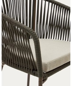 Zelená kovová/polstrovaná záhradná stolička Yanet – Kave Home