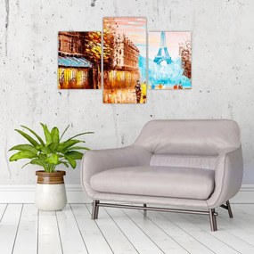 Obraz - Daždivého počasia a Eiffelovej veže (90x60 cm)