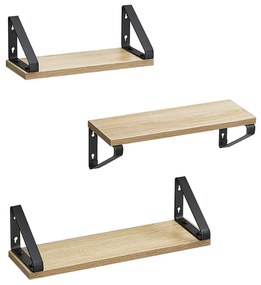Vasagle Nástenné konzolové police ABBY, 3ks, 30/35/40x12cm, čierna/bledá hnedá