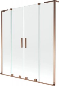 Mexen Velar L Duo, 2-krídlová posuvná vaňová zástena 140 x 150 cm, 8mm číre sklo, ružové zlato, 896-140-003-02-60