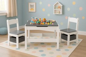 Zostava detského nábytku, stôl + 2 stoličky, kriedová tabuľa, ECOTOYS