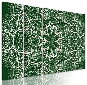 5-dielny obraz Mandala v zelenom štýle