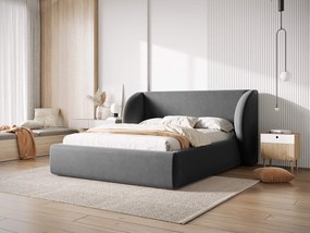 Čalúnená posteľ milany s úložným priestorom 160 x 200 cm zamat sivá MUZZA