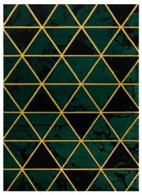 Koberec EMERALD exkluzívny 1020 glamour, styl marmur, trojuholníky fľaškovo zelený / zlatý