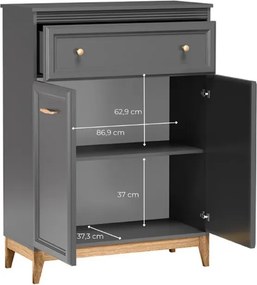 Moderná komoda ARLIN diamantovo sivá 92 cm