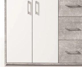 Komoda Drift, šedý betón/biela