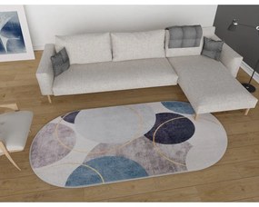 Modro-sivý umývateľný koberec 80x120 cm Oval – Vitaus