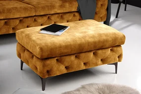 Dizajnový taburet na sedenie Barock Style horčicová zamat 90cm