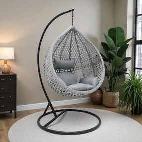 Závesné ratanové hojdacie kreslo SELENA PLUS sivé