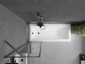 Mexen Next, 1-krídlová vaňová zástena 50 x 150 cm, 6mm číre sklo - čierny vzor, brúsená grafitová, 895-050-000-00-70-66