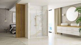 Rea Hugo, 1-krídlové výklopné sprchové dvere 90x200 cm + sprchová zástena 30x200 cm, zlatá matná, KPL-45204