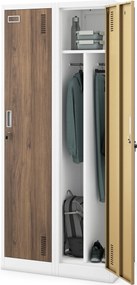 Zamestnanecká skrinka štvorkomorová biela/orech, 800x1800x500 mm: KACPER Eco Design