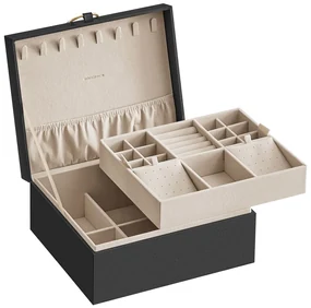Songmics Šperkovnica Emily, 20,5x24x11 cm, čierna