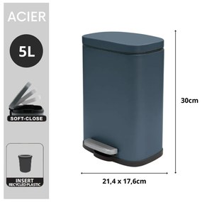 Nášľapný oceľový odpadkový kôš v petrolejovej farbe 5 l Akira – Spirella