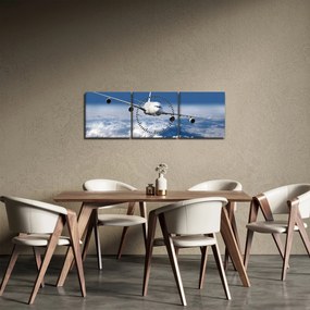 Obraz - Lietadlo v oblakoch (s hodinami) (90x30 cm)