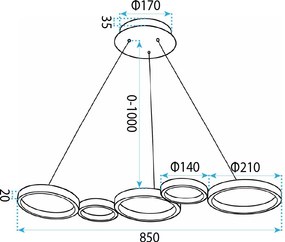Toolight Toolight, LED stropné svietidlo 85cm, 35W, 4000K, 2000lm, APP1923-CP, čierna, OSW-66065