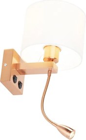 Art Deco nástenná lampa medená s bielym tienidlom - Brescia