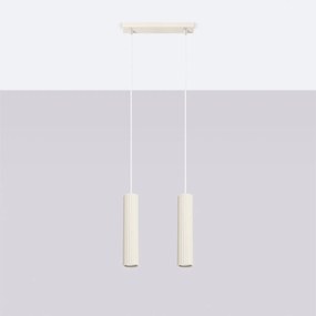 Závesné svietidlo Karbon, 2x béžové kovové tienidlo