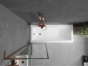Mexen Next L, 1-krídlová vaňová zástena 60 x 150 cm, 6mm číre sklo-čierny vzor, ružové zlato profil, 895-060-000-03-70-60