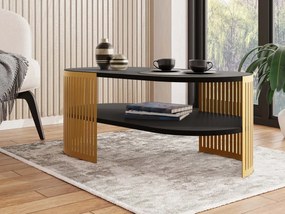 Konferenčný stolík Zinzit Gold II, Farba: zlatá / čierna pietra grigia