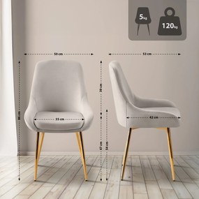 Sada 2 ks jedálenskej stoličky Elmira zamat - sivá